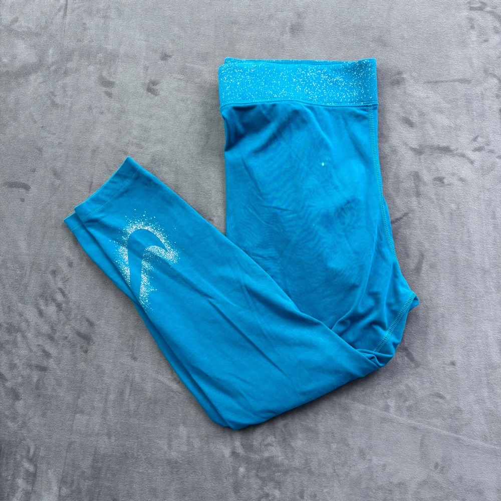 Nike Sportswear Turquoise Blue Glitter Swoosh Leggings Plus Size 1X